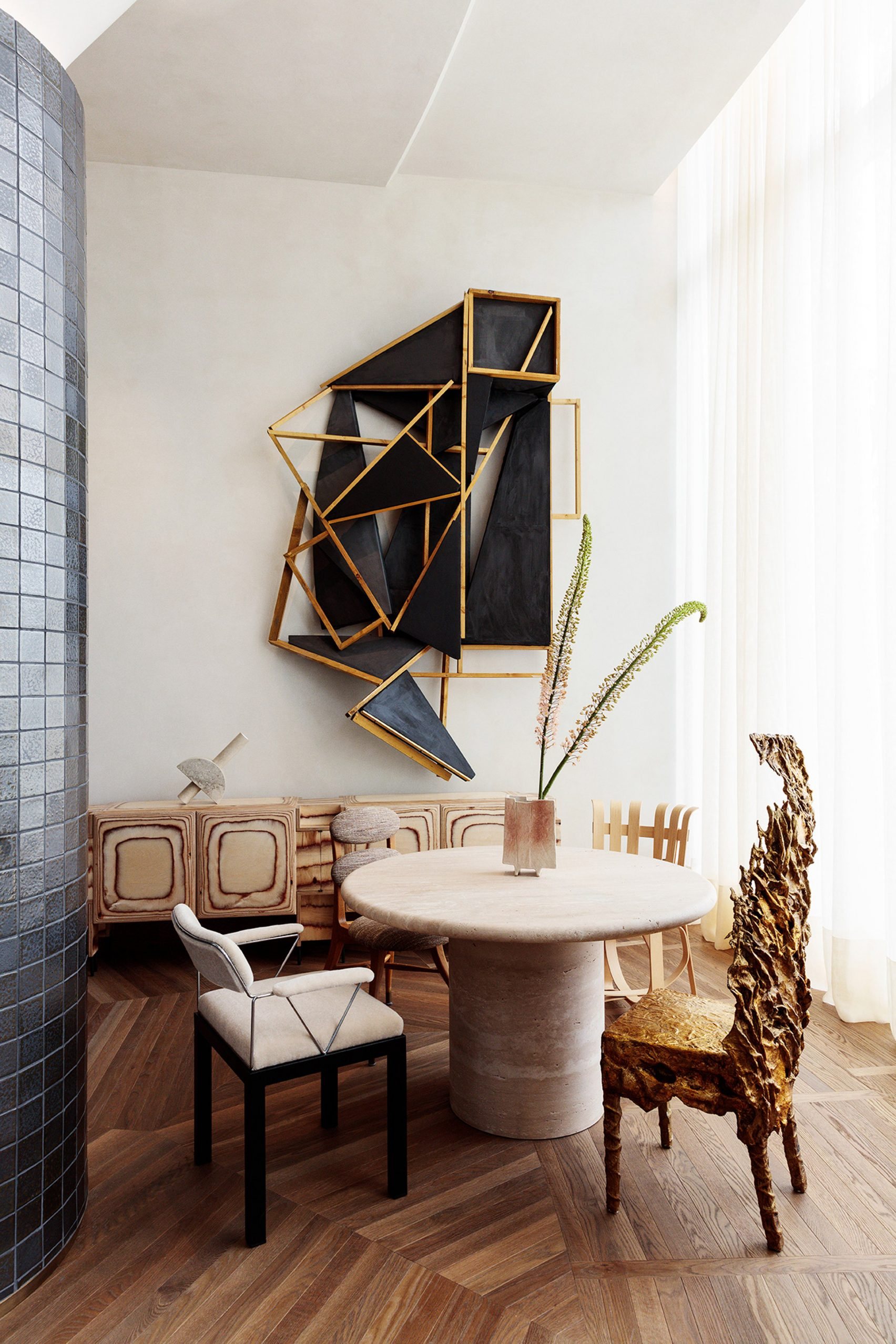 Santa Monica hotel bedroom with curated artwork